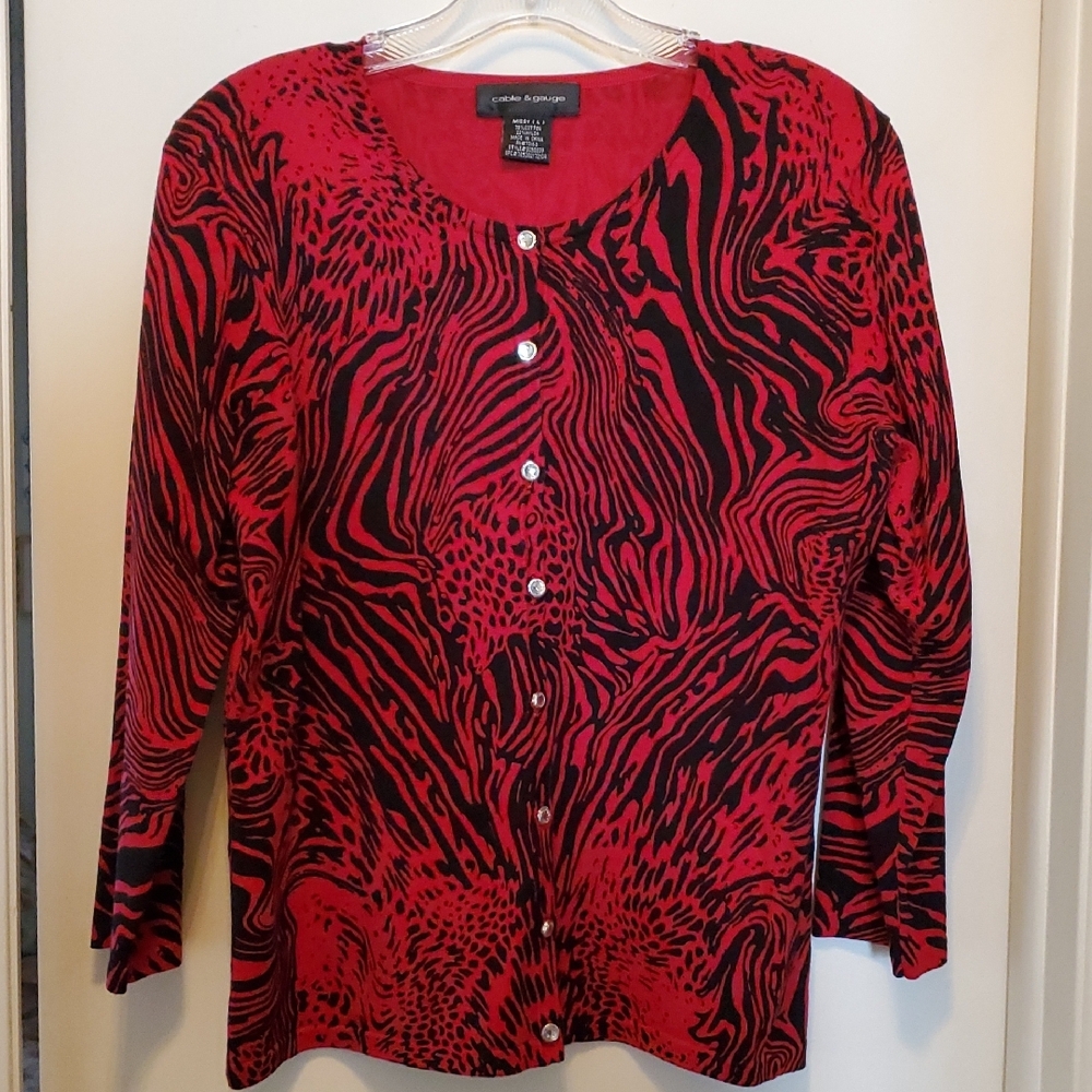 SALE: New Red and Black Patterned Cardigan